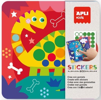 APLI - Dino stickers in blik (8 kaarten, stickers&vb)