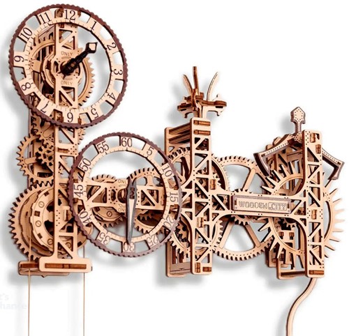 Wooden City - Steampunk Wall Clock