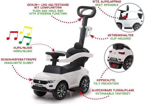 Jamara - Push car VW T-Roc white 3in1