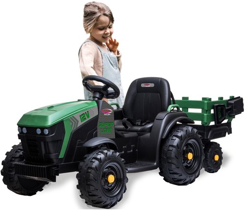 Jamara - Ride-on Traktor Super Load with trailer green 12V