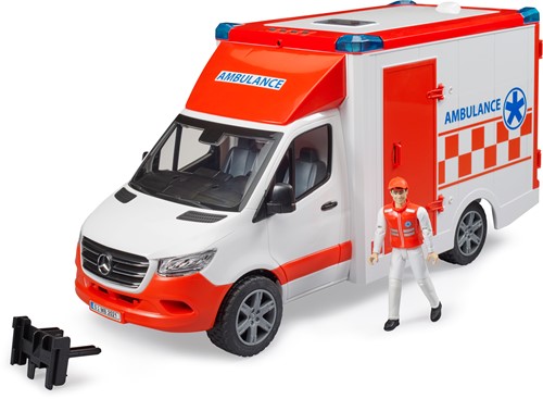 Bruder Mercedes Benz Sprinter ambulance met sirene en chauffeur